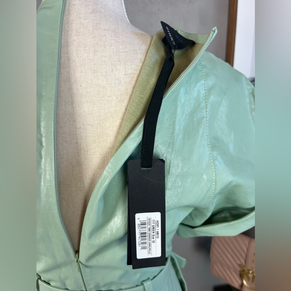 Pinko V neck mini dress - pastel green - Picture 7 of 9